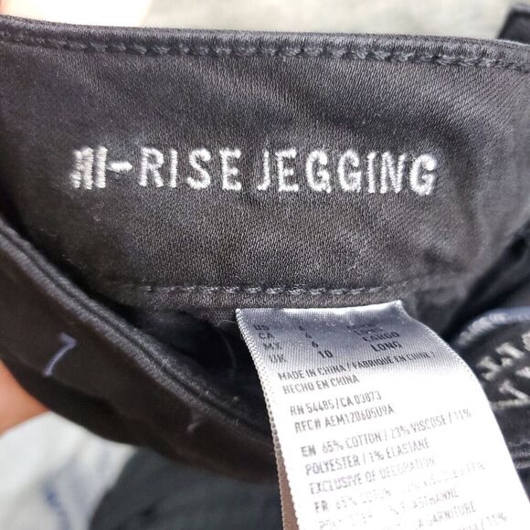 American Eagle Jeans Womens 6 Long High Rise Jeggings Ripped Distressed Black - Picture 9 of 11